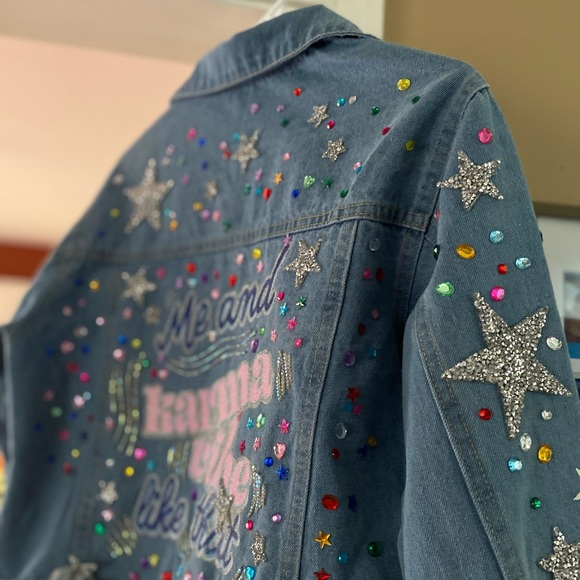 Eras Tour Glitter Karma Cropped Jean Jacket - Picture 3 of 7